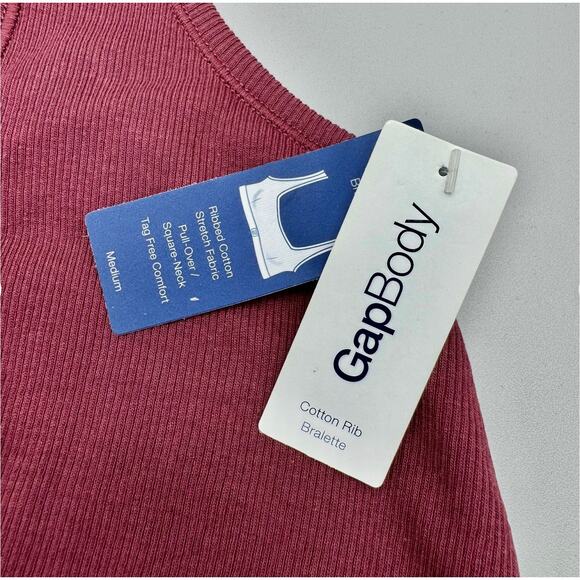 Gap Body Bralette Womens Medium Red Cotton Rib Lounge Athleisure Comfy Stretch - Picture 4 of 10